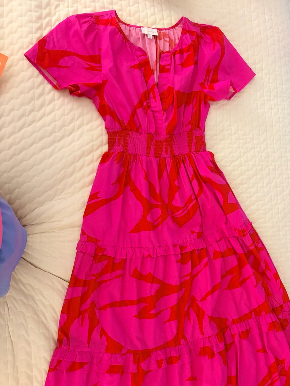 Sugarlips Hot Pink & Red Maxi Dress with Ruffle Sleeves - Picture 5 of 5